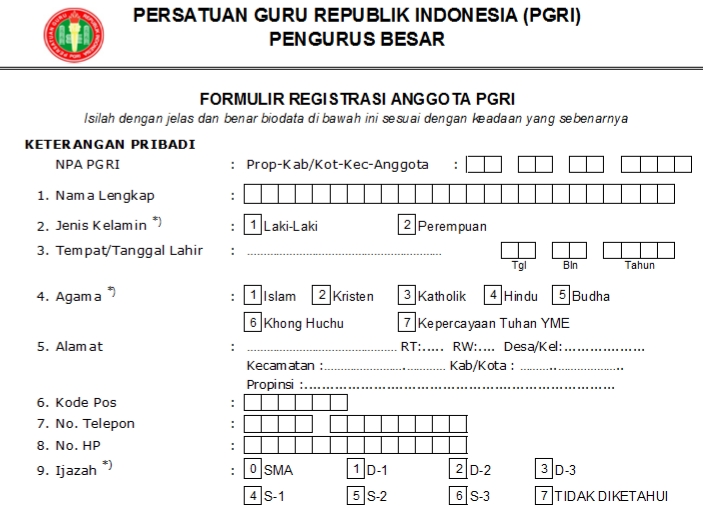 Pendaftaran PGRI Pidie - Persatuan Guru Republik Indonesia Cabang Pidie